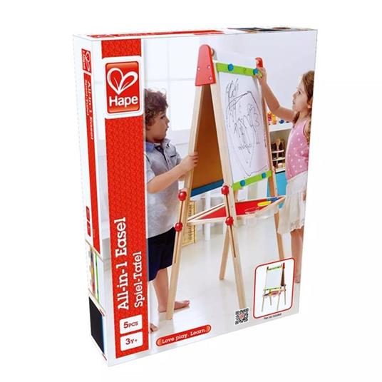Lavagna Per Bambini Double Face Hape - Con Cavalletto Regolabile, Gessetti, Pennarelli, Carta E Colori