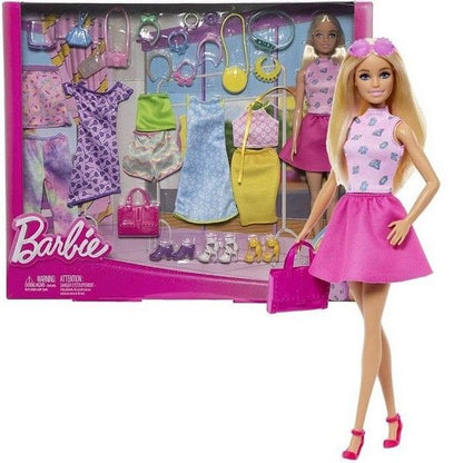 Barbie Set Bambola Mattel Con Vestiti E Accessori Hkb07 di Mattel
