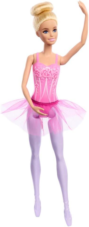 Barbie - Ballerina, Bambola Bionda Con Corpetto Decorato A Fiori E Tutù Viola Rimovibile