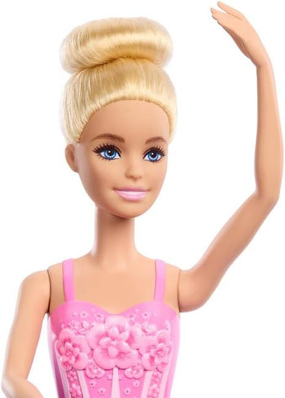 Barbie - Ballerina, Bambola Bionda Con Corpetto Decorato A Fiori E Tutù Viola Rimovibile