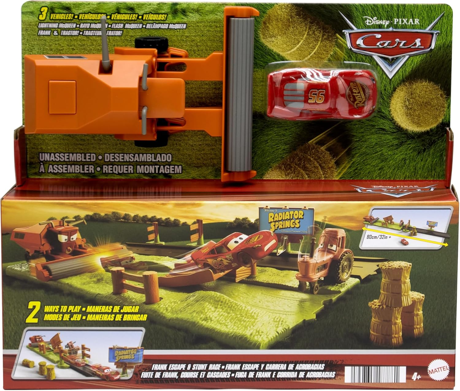 Mattel Disney E Pixar Cars Corsa Acrobatica In Fuga Da Frank Playset Con 3 Veicoli