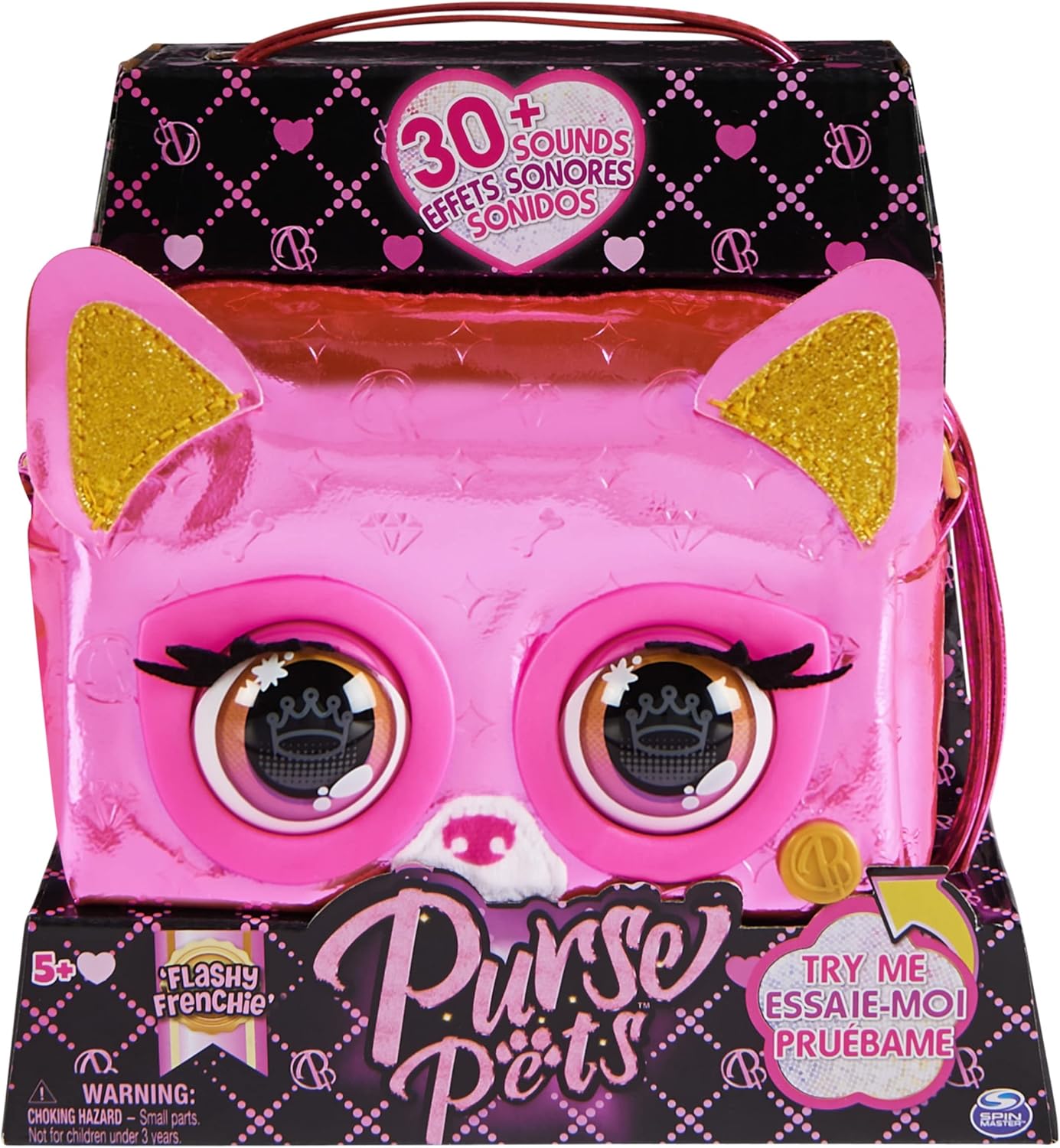 Purse Pets Puppy Metallic Magic-Borsa Interattiva Con 30 Suoni E Reazioni, Musica E Giochi