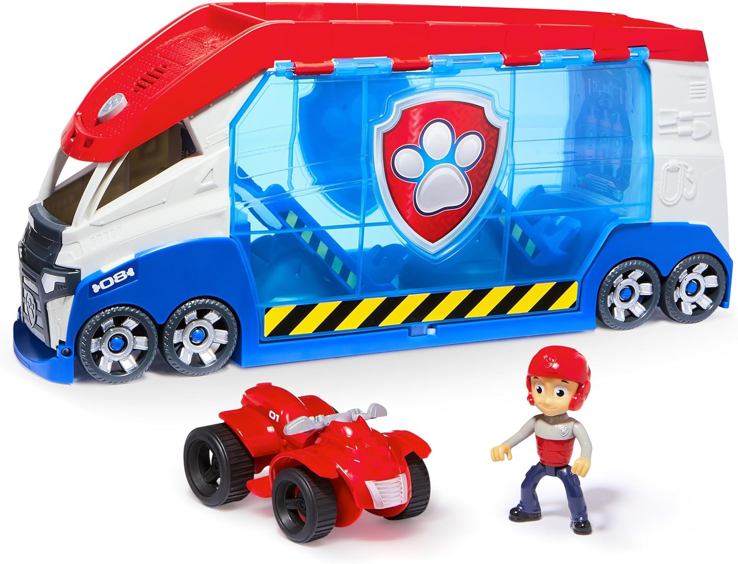 Paw Patroller Trasformabile Con Lanciatore Per Veicoli, Luci E Suoni, Personaggio Di Ryder E Quad Giocattolo