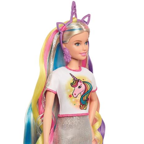Barbie Bambola Capelli Fantasia A Tema Unicorni E Sirene con Accessori,