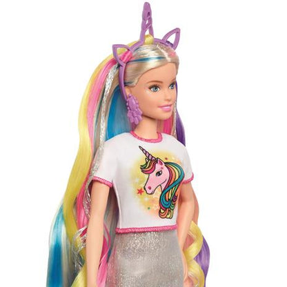 Barbie Bambola Capelli Fantasia A Tema Unicorni E Sirene con Accessori,