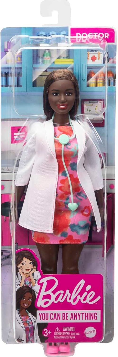 Barbie - Bambola Dottoressa Castana Riccia Con Stetoscopio