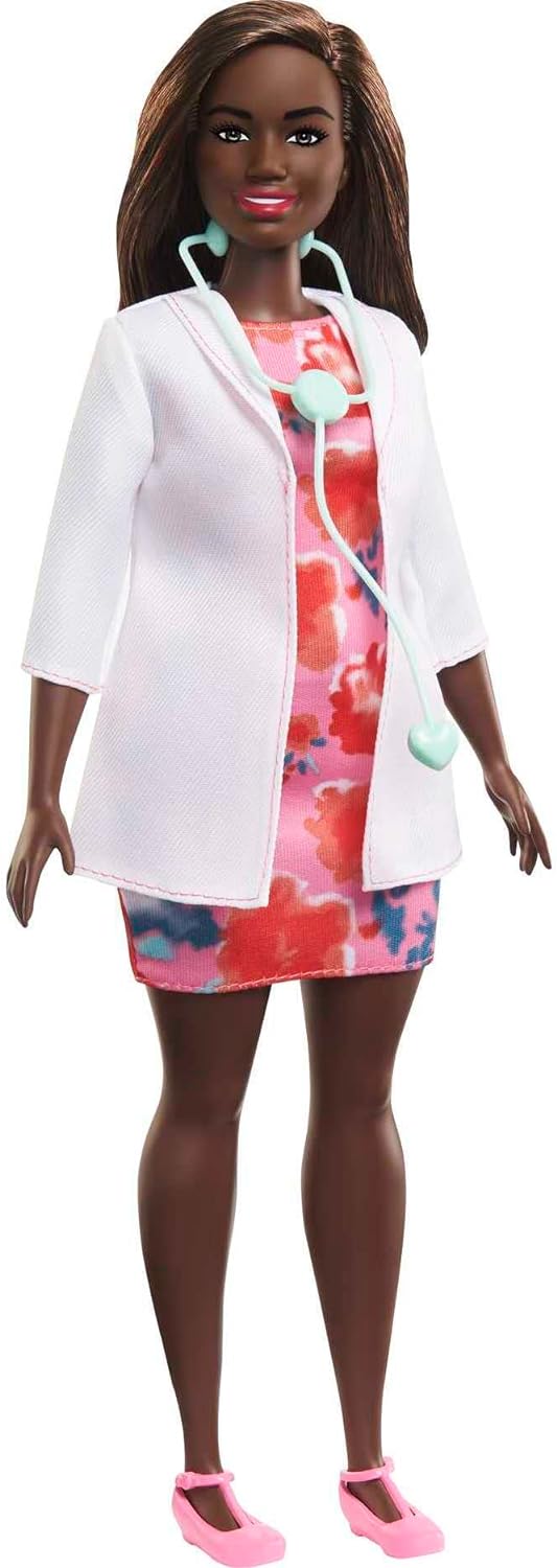 Barbie - Bambola Dottoressa Castana Riccia Con Stetoscopio