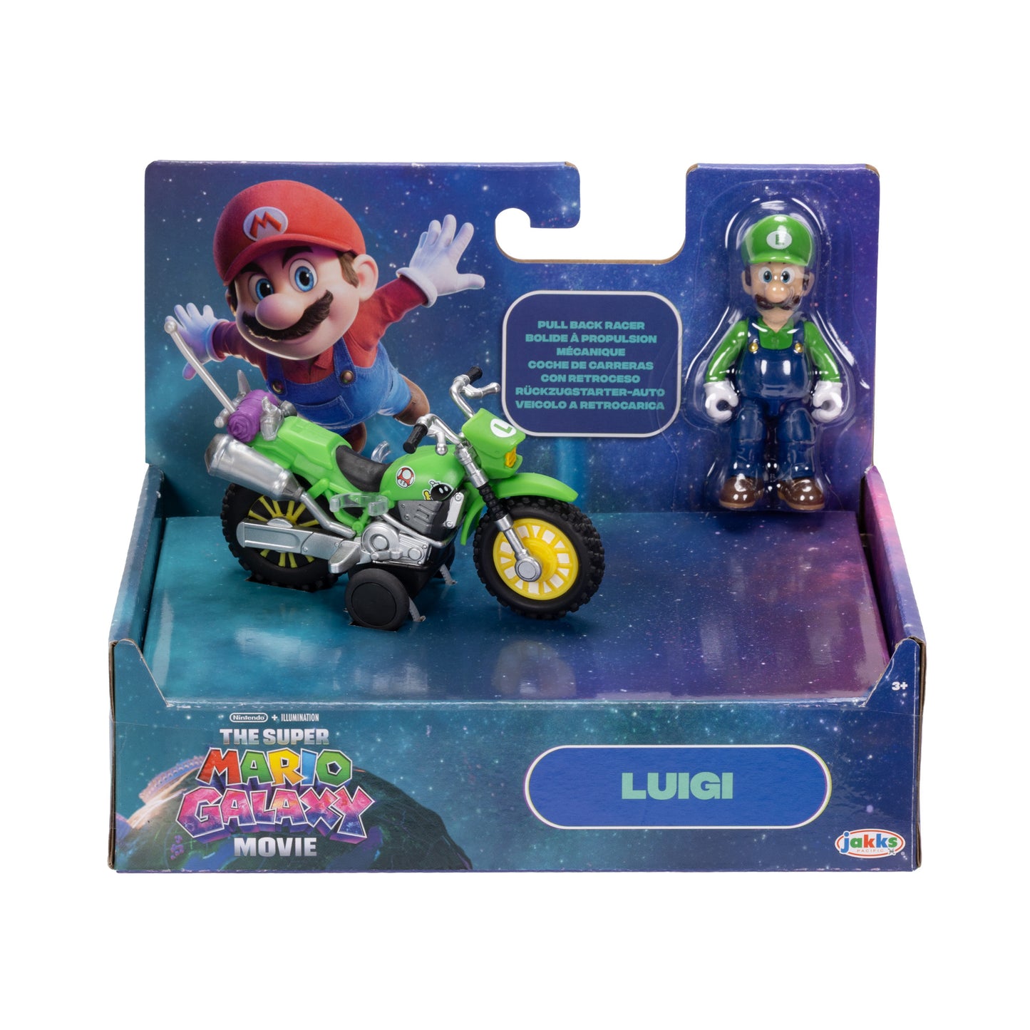 JAKKS Pacific Luigi Motocicletta Riavvolgimento Super Mario Galaxy Multicolore