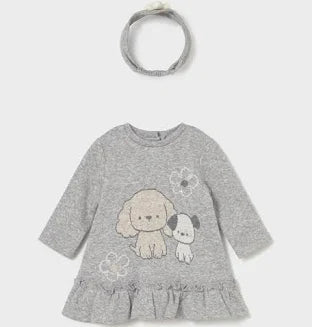 Cadabra Baby Newborn Vestitino Grigio Con Fiocco