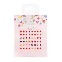 Souza! Adesivi per unghie per bambini, fiori rossi, 48 pezzi (confezione multipla da 12 set)