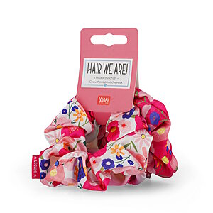 Set da 3 Elastici per Capelli, Scrunchies in Raso, Morbidi, Ø 11,5 cm, Tema Fiori
