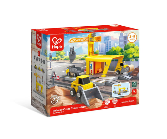 Hape Set ferroviario con gru - 14 pezzi