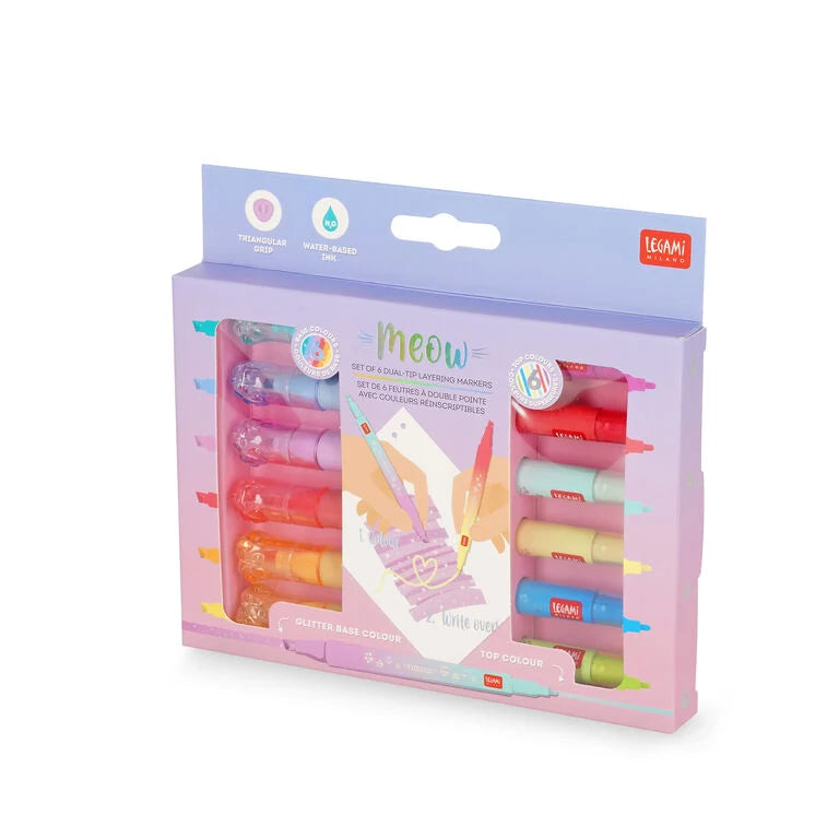 Legami Set 6 Pennarelli Doppia Punta Meow