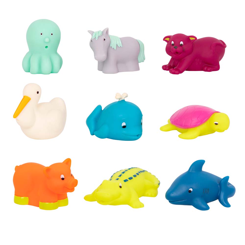 Fish 'n' Splish® Bath Toy Set – Un set di giocattoli per il bagnetto che include una barca galleggiante e vari accessori come pesci e canne da pesca.