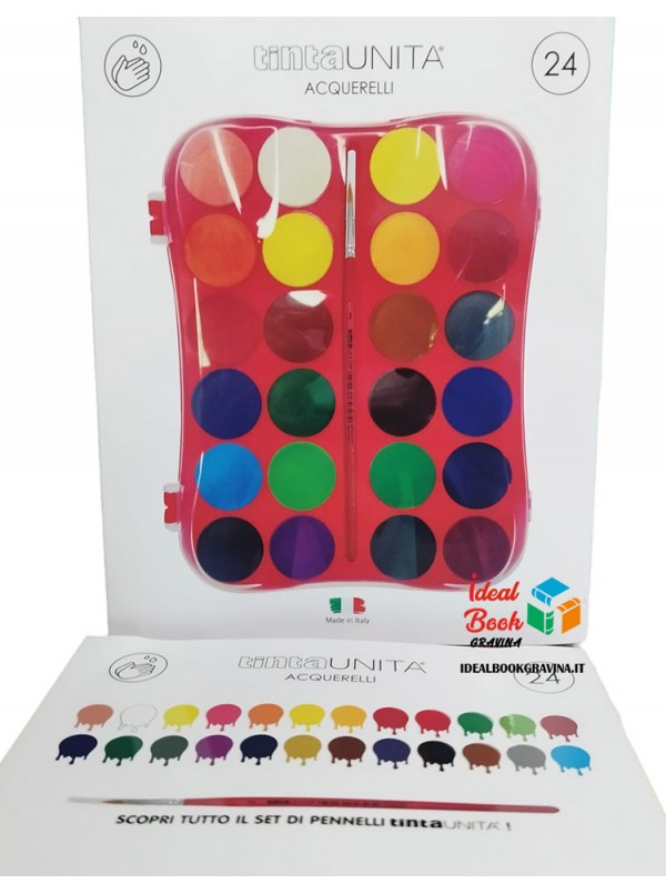 Tinta Unita Acquerelli 24 Colori Assortiti Con Pennello
