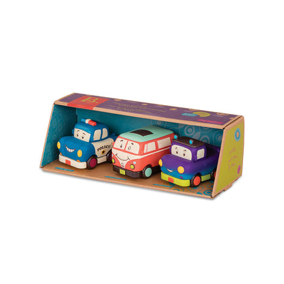 B. Toys - Set 3 Mini Veicoli Pull-Back (Camion, Camper, Polizia)