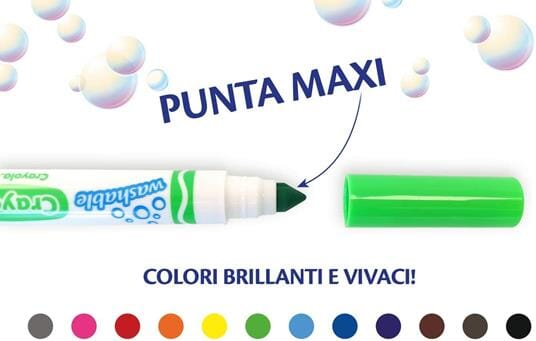 12 PENNARELLI PUNTA MAXI Lavabili crayola - toysvaldichiana.it