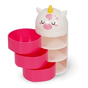 LEGAMI - Desk Organiser Desk Organiser with 3 Side Opening Drawers Top Compartment with Sliding Closure Unicorn Motif