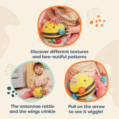 B. Toys Fuzzy Buzzy Bee - Ape Peluche Sensoriale con Suoni 0M+