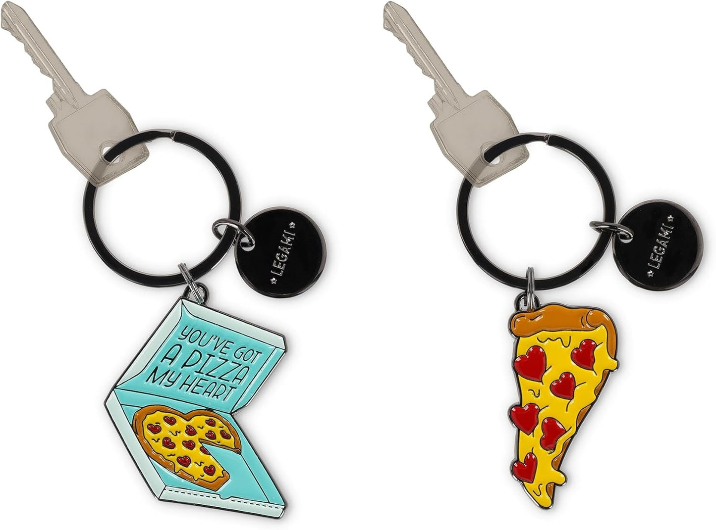 2pc Legami What a Key Ring Enamel Keyring Charm Bag Accessories Pizza