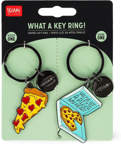 2pc Legami What a Key Ring Enamel Keyring Charm Bag Accessories Pizza