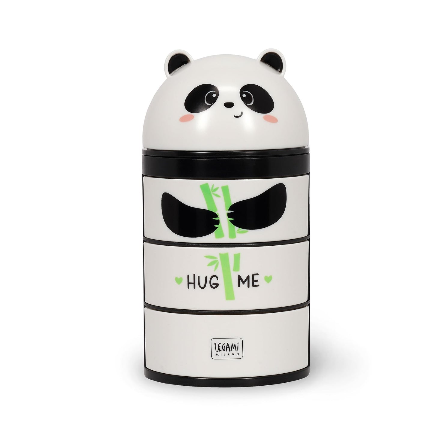 LEGAMI - Desk Organiser Desk Organiser with 3 Side Opening Drawers Top Compartment with Sliding Closure Panda Motif