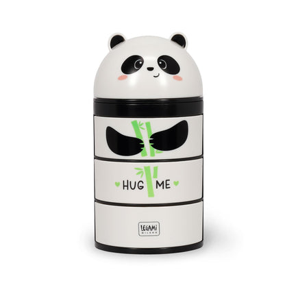 LEGAMI - Desk Organiser Desk Organiser with 3 Side Opening Drawers Top Compartment with Sliding Closure Panda Motif