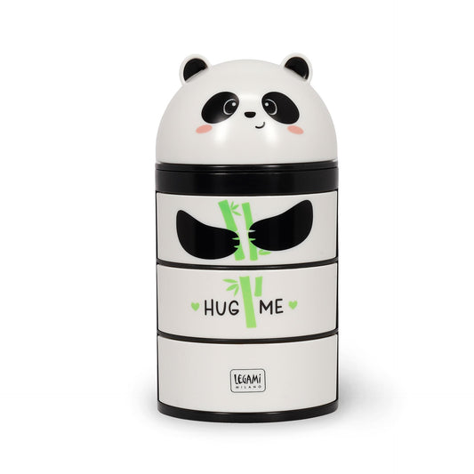 LEGAMI - Desk Organiser Desk Organiser with 3 Side Opening Drawers Top Compartment with Sliding Closure Panda Motif