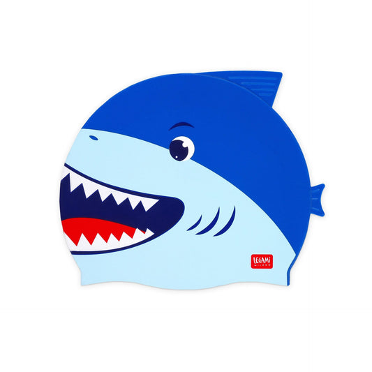 Legami - Swimming Cap for Children 4-10 Years Easy to Wear Silicone Swimming Cap Very Good Grip Shark