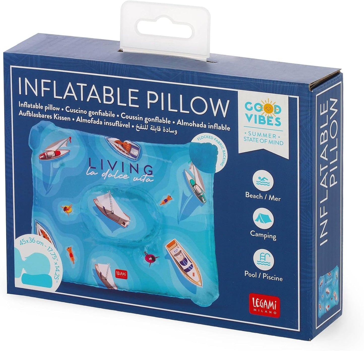 Legami Cuscino Gonfiabile da Spiaggia - La Dolce Vita | Diametro 40 cm