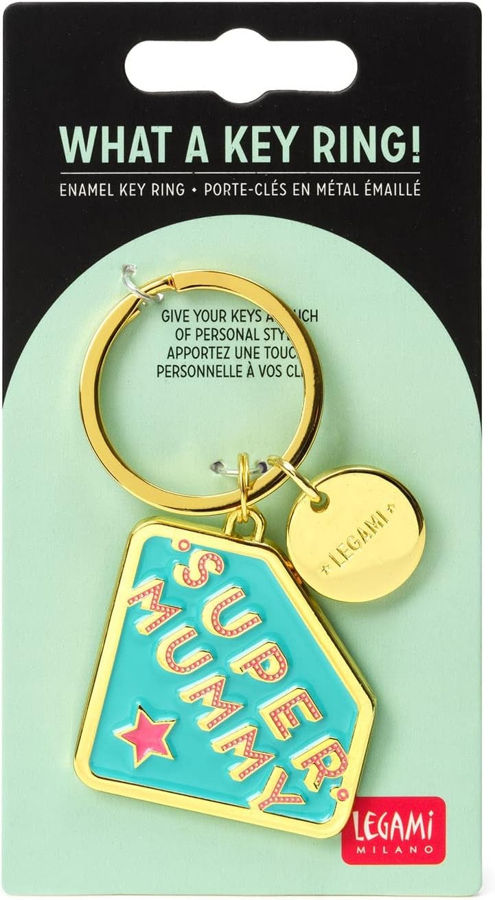 2PK Legami What a Key Ring Enamel Keyring Charm Bag Accessories Super Mummy