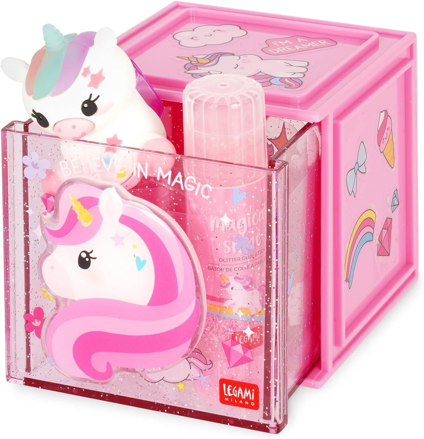 Legami Cutie Cubes - Organizer da Scrivania Modulare Unicorno | 90x90x100 mm