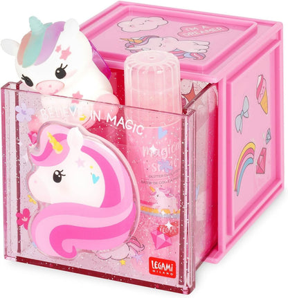 Legami Cutie Cubes - Organizer da Scrivania Modulare Unicorno | 90x90x100 mm
