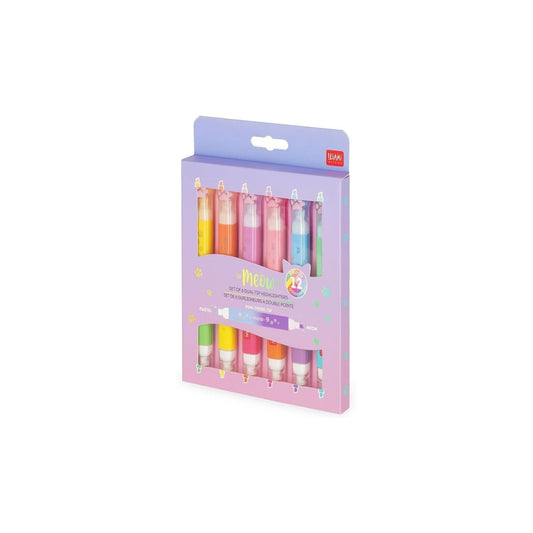 Legami 6 Dual-tip Highlighters - Meow, Multi