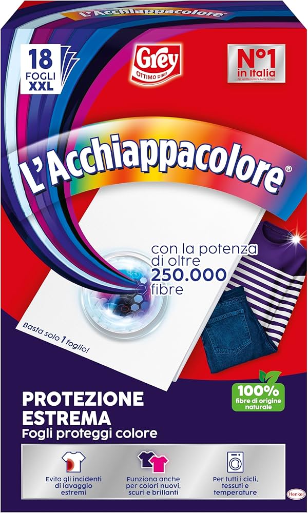 Grey L'Acchiappacolore Ravviva Colore - 18 Fogli Protezione Lavaggio