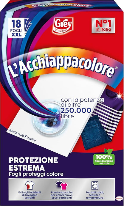 Grey L'Acchiappacolore Ravviva Colore - 18 Fogli Protezione Lavaggio