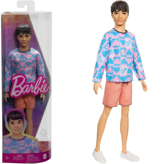 Barbie Ken Fashionistas con Maglietta a Maniche Lunghe Rosa e Blu HRH24