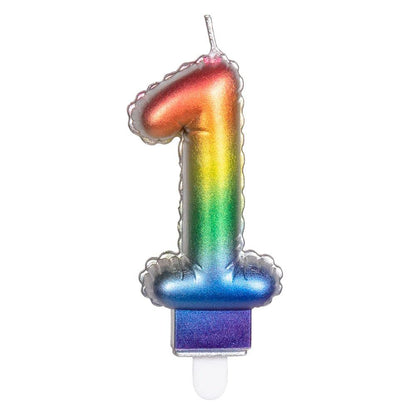 Boland Candela Sagomata Numero 3 Arcobaleno