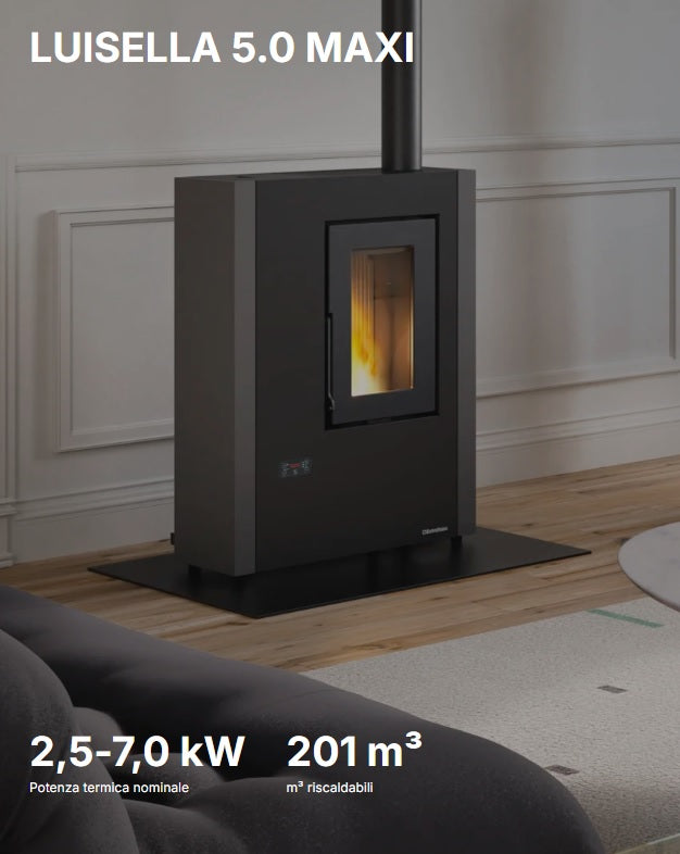 Extraflame Stufa A Pellet Ermetica Ventilata Slim Luisella 5.0 Maxi