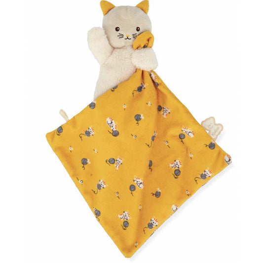kaloo Doudou Gatto Giallo. Copertina gialla con un piccolo gattino sorridente.