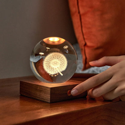 I-Total Lampada da Tavolo LED Crystal Ball Dente di Leone