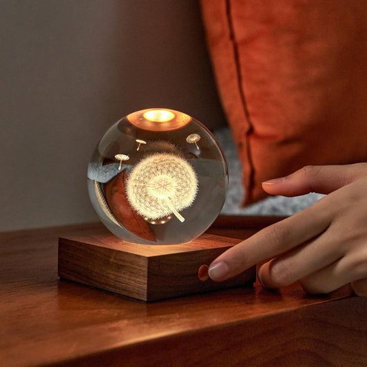 I-Total Lampada da Tavolo LED Crystal Ball Dente di Leone