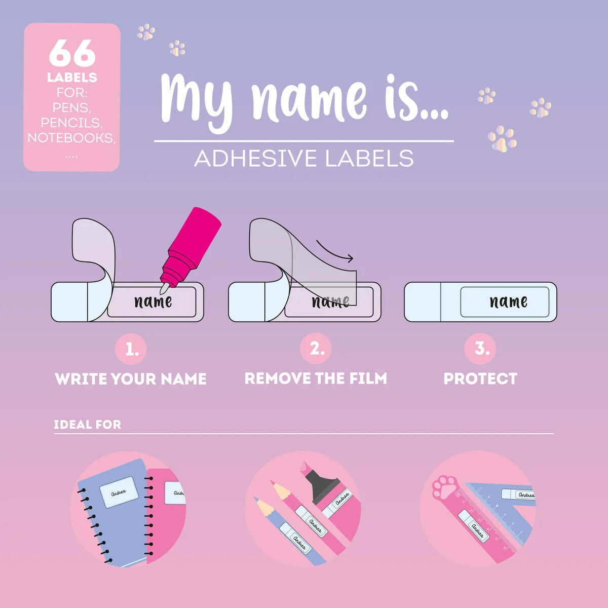 Legami Set 66 Etichette Adesive My Name Is - Kitty