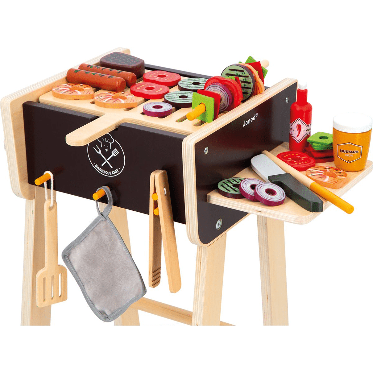 Janod Wooden Barbecue Cook Station with 36 Accessories, Age 3+