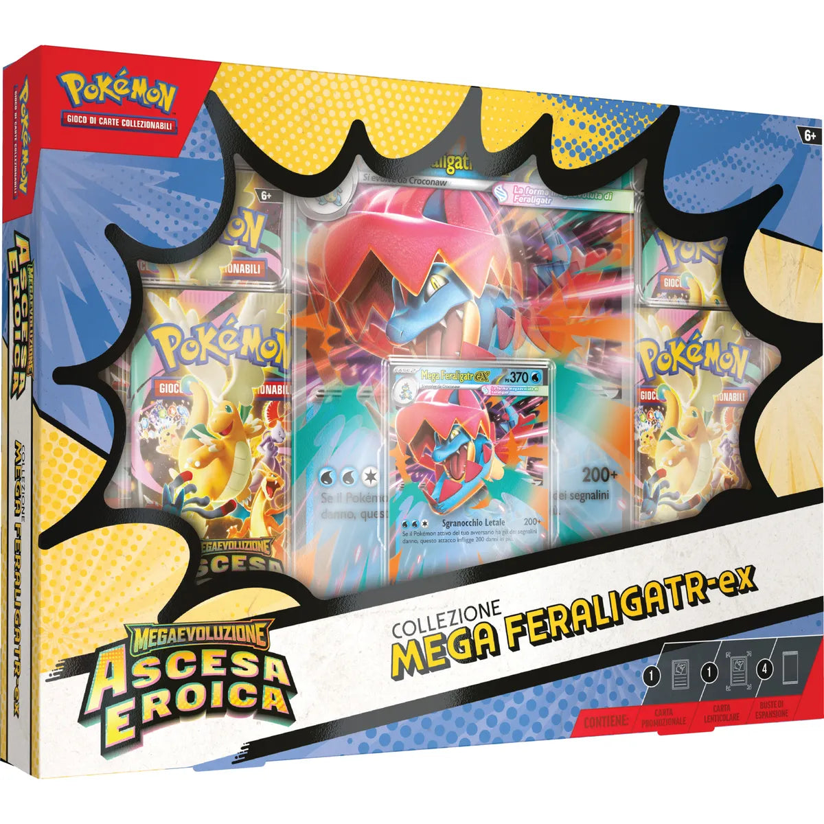 Pokémon gcc collezione mega emboar-ex, mega feraligatr-ex e mega meganium-ex dell’espansione megaevoluzione – ascesa eroica – assortito