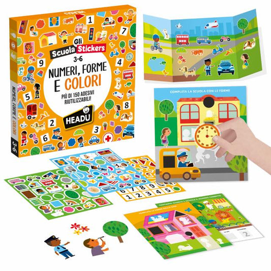 Scuola Stickers Numeri Forme E Colori Headu 3-6 anni