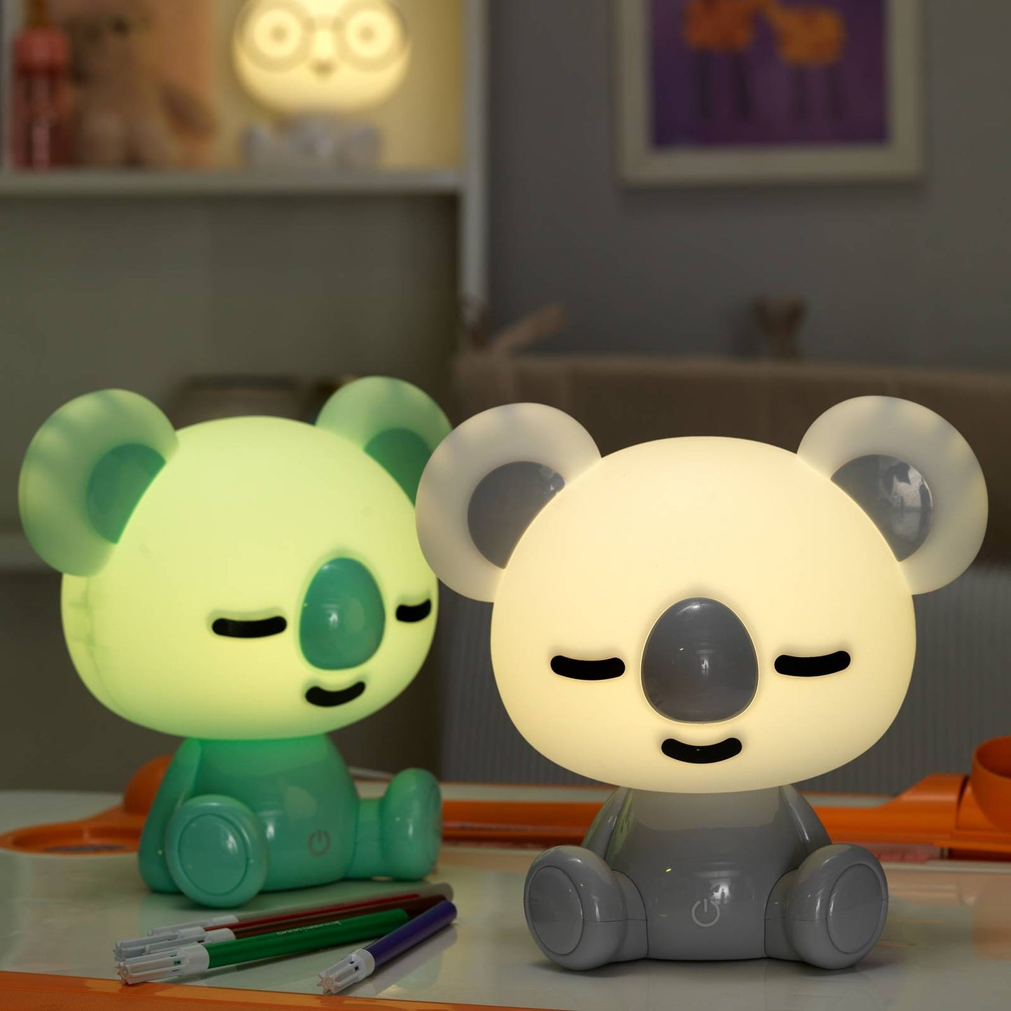 Netlighting Koala Lampada da tavolo per bambini a LED integrati, grigia