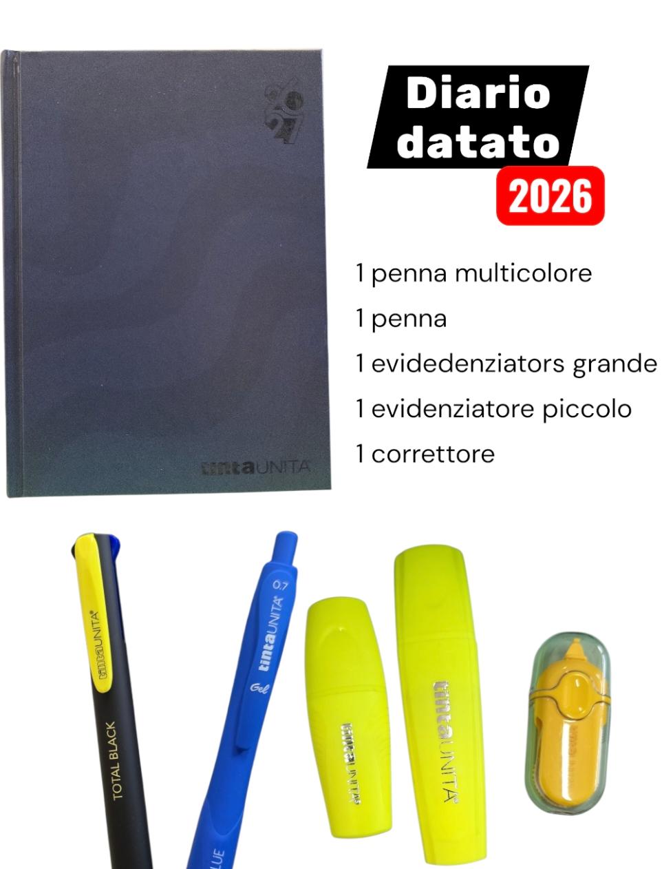 Tinta Unita Diario Datato 2026-2027 Blu Notte Con Accessori
