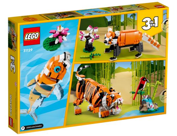 31129 Lego Creator 3 In 1 Tigre Maestosa, Si Trasforma In Panda O Pesce - toysvaldichiana.it