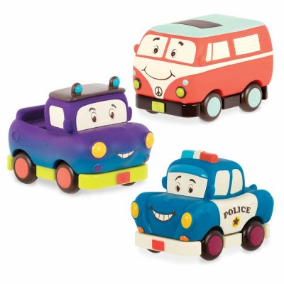 B. Toys - Set 3 Mini Veicoli Pull-Back (Camion, Camper, Polizia)